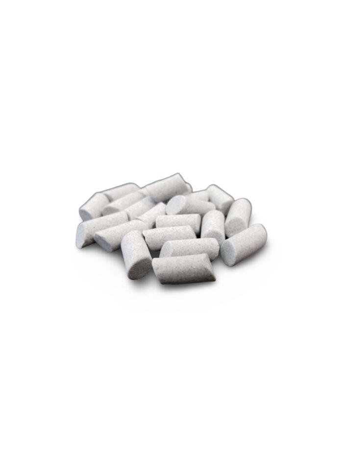 Angle Cut Cylinder Shaped Ceramic Tumbling Media, High Cut, RockRidge, 50 lb bag