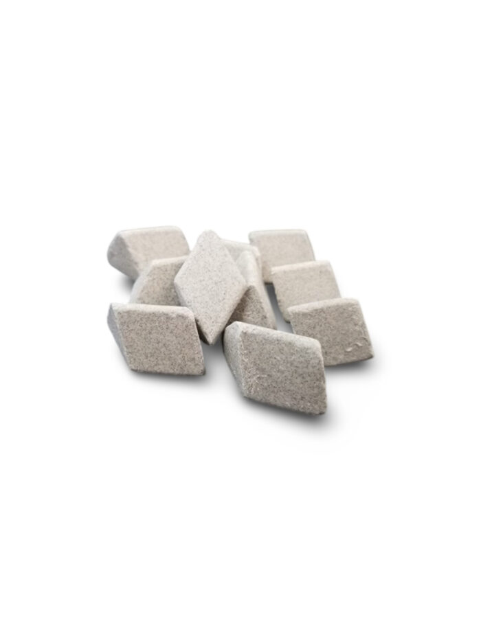 Angle Cut Triangle Shaped Ceramic Tumbling Media, High Cut, RockRidge, 50 lb bag